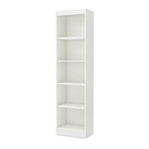 5-Shelf Narrow Bookcase Storage Shelves in White Wood Finish - £177.99 GBP