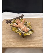 Italy Painted Nativity Replacement Baby Jesus and Manger Vintage - £9.21 GBP