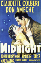 Claudette Colbert and Don Ameche in Midnight 16x20 Canvas Giclee - £55.05 GBP