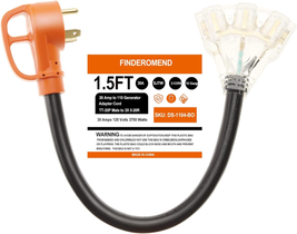 Finderomend 30 Amp to 110 Adapter,Nema TT-30P Male to 3X 5-15R/5-20R T-Blade RV  - $31.39