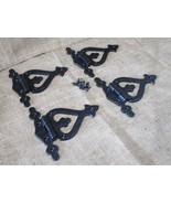 4 CAST IRON DESIGNER HINGES CABINET HINGES IRON 6&quot; CABIN FARMHOUSE HEART... - $34.99
