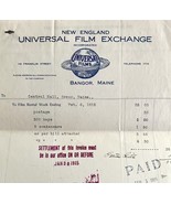 Universal Films Exchange 1915 WW2 Era Invoice Center Theater Maine DWEE3... - $39.99