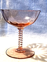 Pink Teardrop Depression Glass Champagne Glass Mint - $12.99