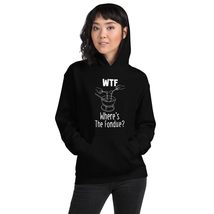 WTF Where&#39;s The Fondue Cute Funny Cheese Unisex Hoodie Black - £29.34 GBP+