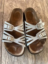 Betula Birkenstock Slip on Sandals size 7 Slides EUR 38 Shoes Strappy Blue - $60.23