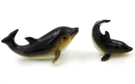 VTG Bone China Miniature Dolphin Family of 2 Figurines Japan - £11.72 GBP