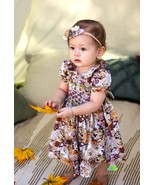 Baby Girl Hand Smocked &amp; Embroidered Fall Leaves Print Cotton Dress w / ... - $36.99