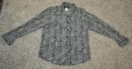 Womens Shirt Sag Harbor Black Brown Long Sleeve Button Up-size M - £6.95 GBP