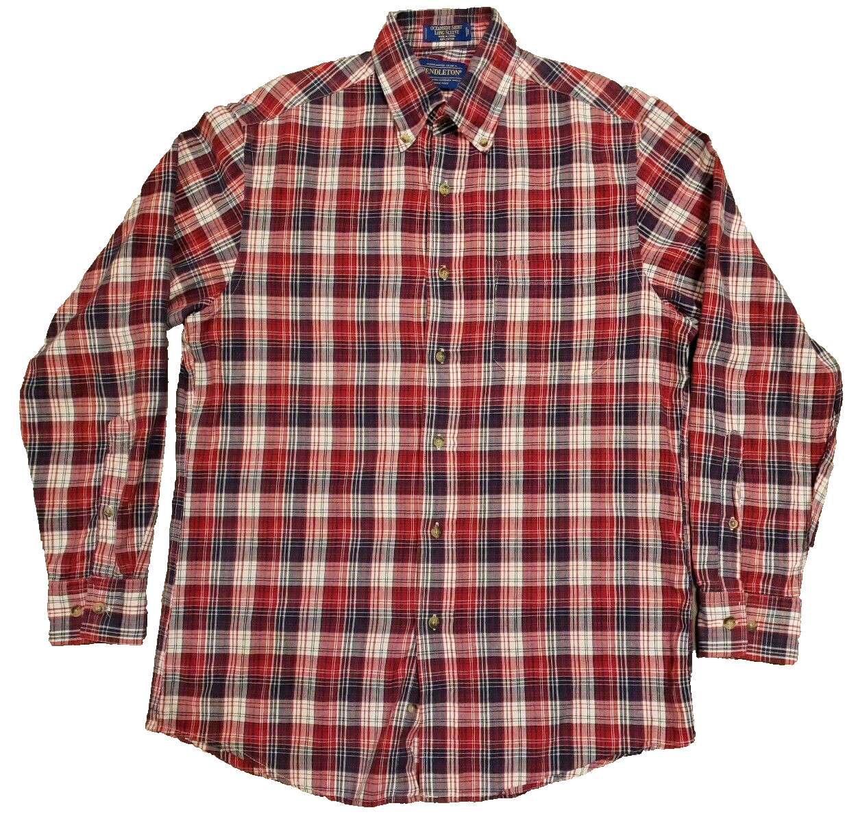 Pendleton Oceanside Plaid Shirt Mens S Red 100% Cotton Long Sleeve Button Down Item image 5