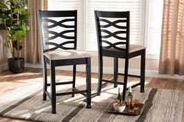 Maliyah Sand Fabric Espresso Brown Counter Height Pub Chair Set of 2 - $3,530.89 MXN