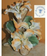 Capodimonte 6.25&quot; Orchid Italy Porcelain Floral Flower orange white lily... - €57,85 EUR