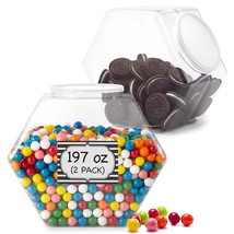 197-Ounce Plastic Jars With Lid (2 Count) - Wide Mouth Hexagon Cookie Ja... - $60.99