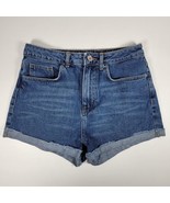 FOREVER 21 Denim Jean Shorts Women&#39;s Size 28 Blue Cuffed Hem Dark Wash M... - £10.24 GBP