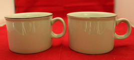 Vintage Set of 2 Porcelain Beige Dark Blown Rim Coffee Tea Cups Norway 2... - £26.16 GBP