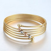 New 2017 Gold Colour Twist Wire Mesh Hand Bangle Multilayer Charm Bracelets Puls - $15.29