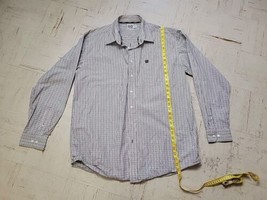 Cinch Mens XL Button Down Shirt Long Sleeve Checked Pattern 100% Cotton - $12.87