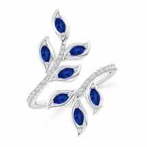 ANGARA Marquise Sapphire Olive Leaf Ring for Women, Girls in 14K Solid Gold - £1,345.22 GBP
