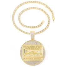 Full Drilling Last Supper Pendant Necklace Men&#39;s Jewelry Iced Out Cuban Link Nec - £37.75 GBP