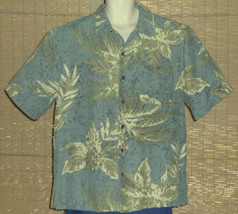 Havana Jack&#39;s Cafe Hawaiian Shirt Sage Green Olive Floral Silk size Large - £24.77 GBP