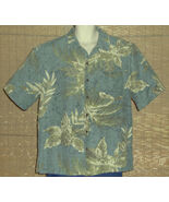 Havana Jack's Cafe Hawaiian Shirt Sage Green Olive Floral Silk size Large - $31.67