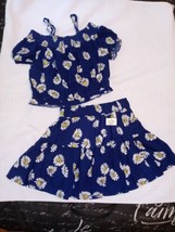 Epic Threads Girls Royal Ink Floral Print Rayon 2 PC  Top/Skirt Small - $378.57 MXN