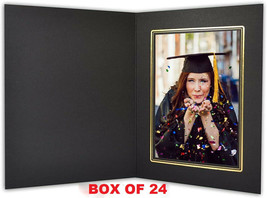 Cardboard Photo Folder for a 5x7&quot; Photo, Black with Gold Lining (Box of 24) - $19.79