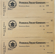 1920 Federal Trust Checks Lot of 3 City Hotel Waterville Maine 526-528 F... - $29.99