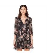 NEW AllSaints Jade Eden Dress Size S Rose Floral Wrap Dress Sheer Lined ... - £81.66 GBP