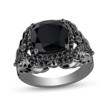 Enchanted Disney Villains Maleficet Ring Cushion Cut Enhanced Black Diamond Ring - £101.28 GBP