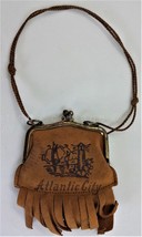 1928 antique ATLANTIC CITY nj LEATHER COIN PURSE signed CATHERINE ZOLLERS  - £37.38 GBP