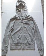 Pink Rose Womens Lightweight Full Zip Hoodie Size M Gray Hooded Long Sleeve - $14.94