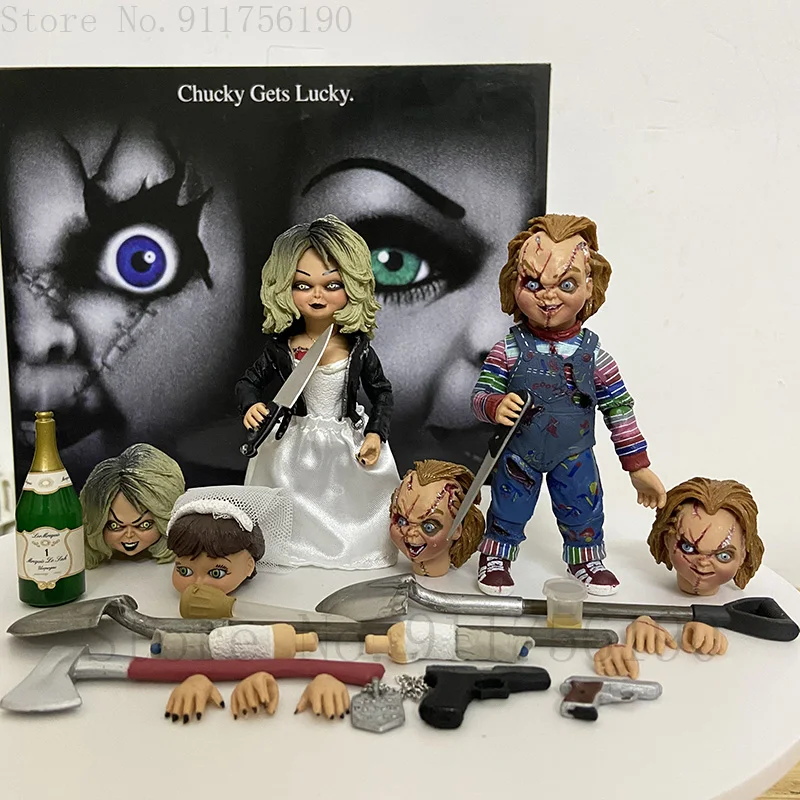 NECA Bride of Chucky Ultimate Chucky &amp; Tiffany Action Figure Collectible Model - £51.68 GBP+