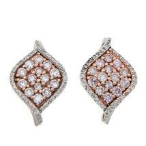 Womens Day 14K Rose Gold Plated Silver 0.68 ct White Round CZ Stud Earrings - £68.99 GBP