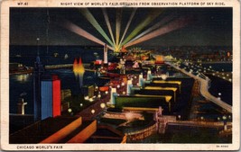 Night View Worlds Fair Chicago Illinois 1933 Vintage Postcard Science Hall a5 - £16.95 GBP