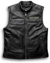 New Customized H-D Leather Motorbike Vest Motorcycle Waistcoat Black - £59.76 GBP+