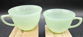 Jadeite Jane Ray Tea Cup Vintage Fire King Oven Ware Green Glass 2 Coffe... - $29.92