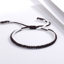 Charm Tibetan Buddhist Braided Bracelet Women Men Black Coffee White Thread Hand - £11.02 GBP