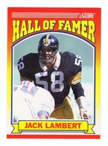 Jack Lambert 1990 Score #598 Hall of Famer Insert Card Pittsburgh Steelers - £1.56 GBP