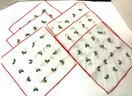Christmas Holly Mistletoe Set of 6 Cloth Napkins - £7.91 GBP