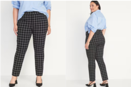 Old Navy Women&#39;s High Rise Pixie Ankle Windowpane Pants Black Size 24 NWT - £13.88 GBP