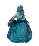 Vintage Blue Iridescent Glass Lady Figurine Victorian Southern Belle Sty... - $22.50