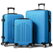 3 Piece Nested Spinner Suitcase Luggage Set with TSA Lock Royal Blue - £101.26 GBP