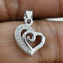 925 Sterling Silver Cubic Zirconia Heart Handmade Pendant Her Fest Gift PS-2261 - £19.31 GBP