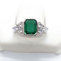 18K Weiß Vergoldet 2.50CT Lab-Created Smaragd Antik Vintage Solitaire Ring - £146.27 GBP
