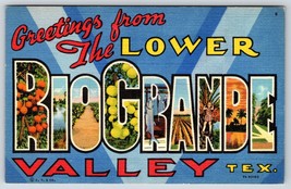 Postcard Large Letter Greetings From Lower Rio Grande Valley Texas TX Linen - £3.19 GBP
