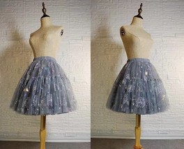 Gray A-line Midi Tulle Skirt Outfit Plus Size Tulle Ballerina Skirt Outfit