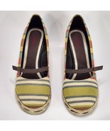 Dexter Mary Jane Womens Espadrille Striped Wedge Heels Size 6.5 Yellow Red - £15.76 GBP