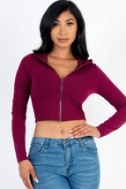 French Terry Crop Zip Up Hoodie - Soft, Stretchy, Trendy &amp; Comfortable - £16.38 GBP