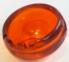 VIKING Orange ART GLASS &quot;ORB&quot; ASHTRAY Vtg Mid Century Modern MCM (Large ... - £91.27 GBP