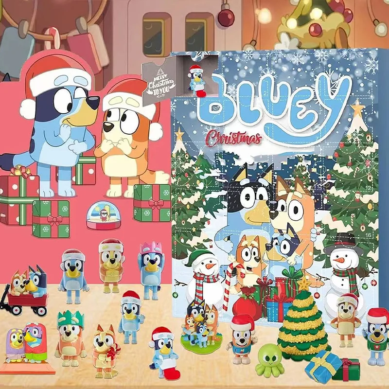 Kawaii Christmas Decoration Set Cartoon Toys Bluey Dog Action Figures Doll Toy - £19.21 GBP